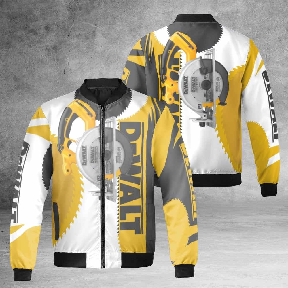 Carpenter Bomber Jacket | Power Tool Circular Saw Graphic Print | Durable Nylon Construction | Premium Workwear Gift for Buil