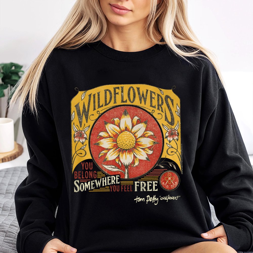 Tom Petty Wildflowers Sweatshirt | Retro Music Graphic Crewneck | Premium Cotton Blend | Gift for Classic Rock Fans and Music
