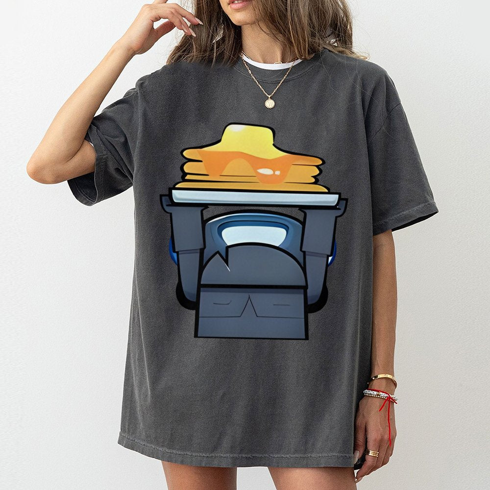Gaming Robot Pancakes T-Shirt | Funny P.E.K.K.A Graphic Tee | Premium 100% Cotton Comfort | Gamer Gift for Him and Her