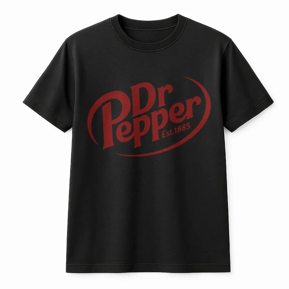 Dr Pepper Est 1885 Logo T-Shirt | Vintage Retro Soda Graphic Tee | 100% Cotton Premium Comfort | Gift for Soda Lovers and Bev