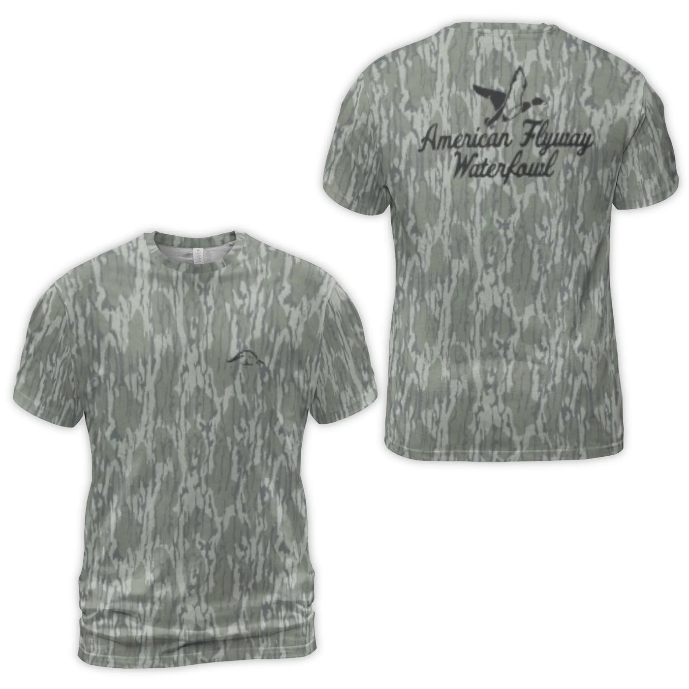 American Flyway Waterfowl T-Shirt | Realistic Duck Hunting Camo Print | Premium Soft Stretch Jersey | Gift for Outdoorsmen an