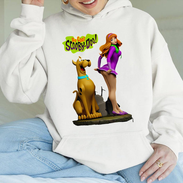 Cartoon Graphic Hoodie | Retro Daphne and Scooby Character Art | Premium Cotton Blend | Unisex Pullover Gift for Fans