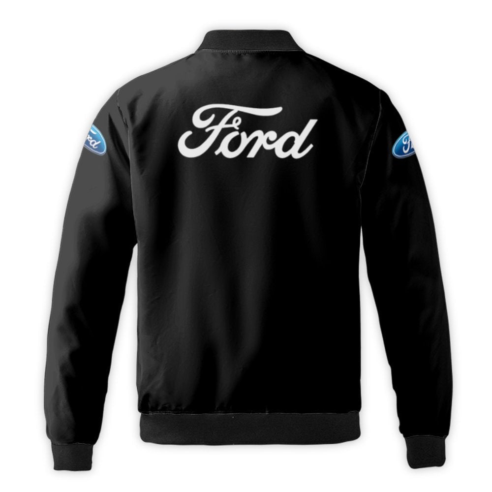 Ford Logo Bomber Jacket | Classic Blue Oval Car Enthusiast Streetwear | Durable Nylon Windproof Outerwear | Premium Gift for 
