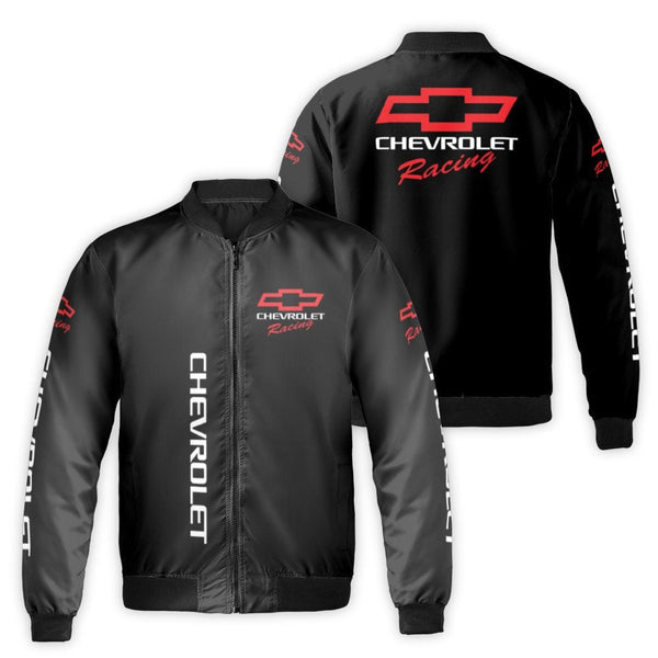 Chevrolet Racing Bomber Jacket | Iconic Bowtie Logo Streetwear | Durable Nylon Shell | Premium Gift for American Muscle Car E