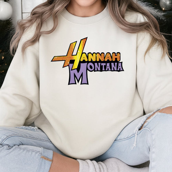 Hannah Montana Graphic Sweatshirt | Retro 2000s Logo Design | Premium Cotton Blend | Nostalgic Gift For Y2K Fan Teens And Adu