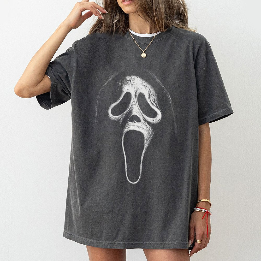 Ghostface Graphic T-Shirt | Horror Movie Slasher Design | 100% Cotton Premium Tee | Unisex Apparel for Fans and Halloween Cos