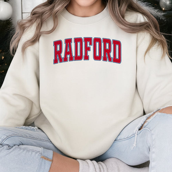 Radford Sweatshirt | Varsity Letter Graphic Print | Premium Cotton Blend | Unisex Collegiate Style Crewneck Gift for Students