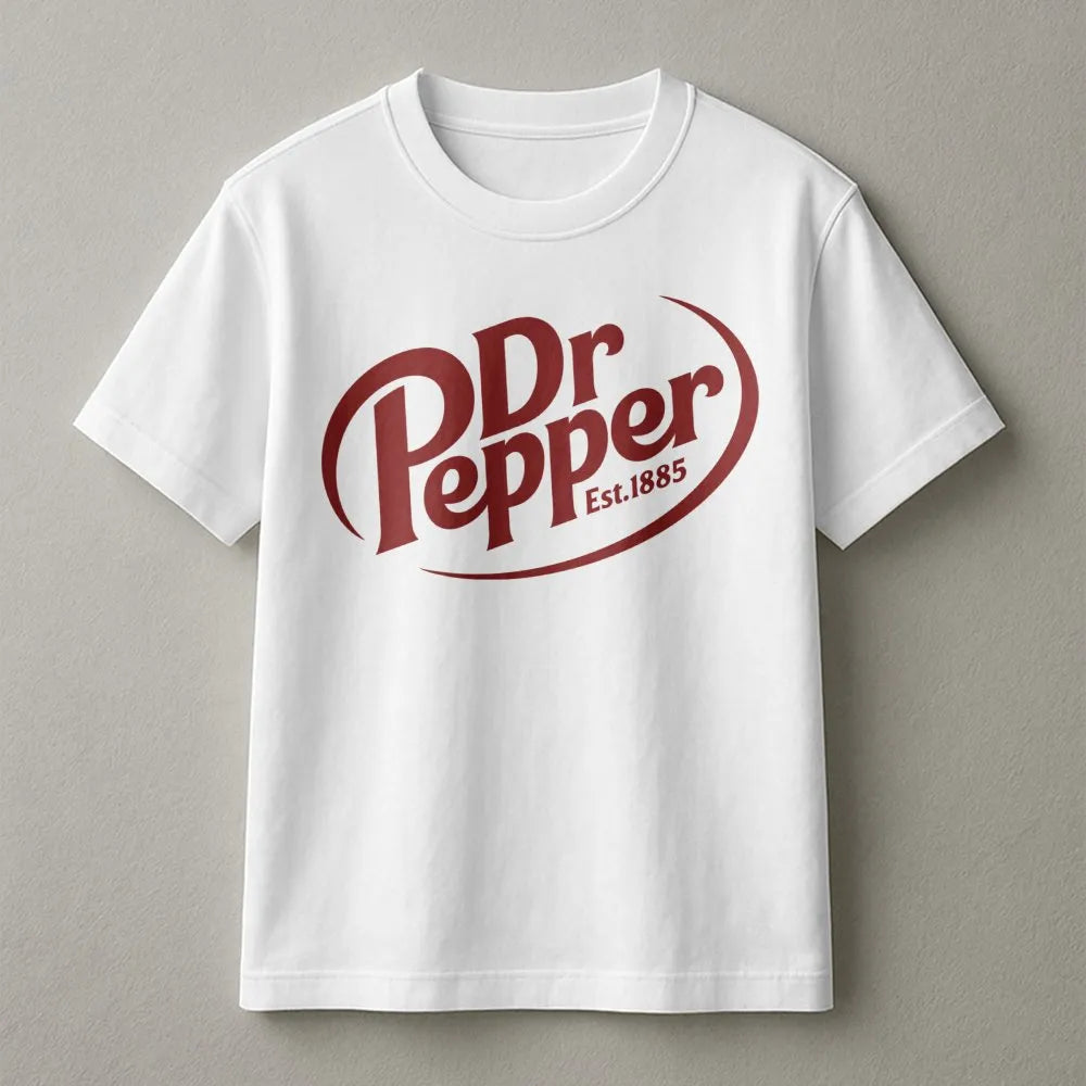 Dr Pepper Est 1885 Logo T-Shirt | Vintage Retro Soda Graphic Tee | 100% Cotton Premium Comfort | Gift for Soda Lovers and Bev