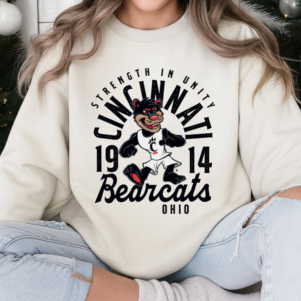 Cincinnati Bearcats Sweatshirt | Retro 1914 Mascot Graphic | Premium Cotton Blend Crewneck | Vintage Ohio College Sports Gift