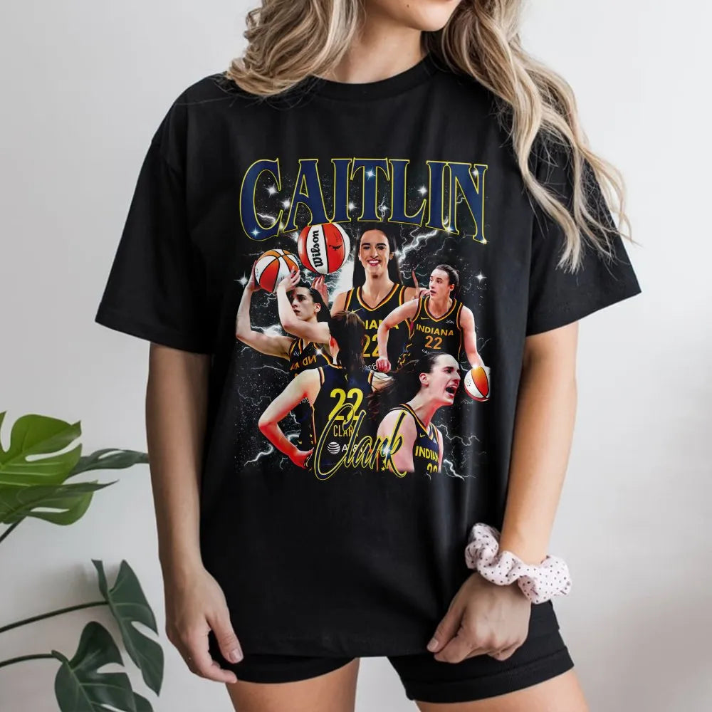 Caitlin Clark Basketball T-Shirt | Retro WNBA Graphic Tee | Premium Cotton Unisex Apparel | Gift for Indiana Fever Fans