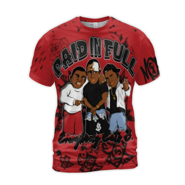 Paid In Full Graphic T-Shirt | 90s Streetwear Movie Art | Premium Polyester Blend | All-Over Print Urban Gift For Fans