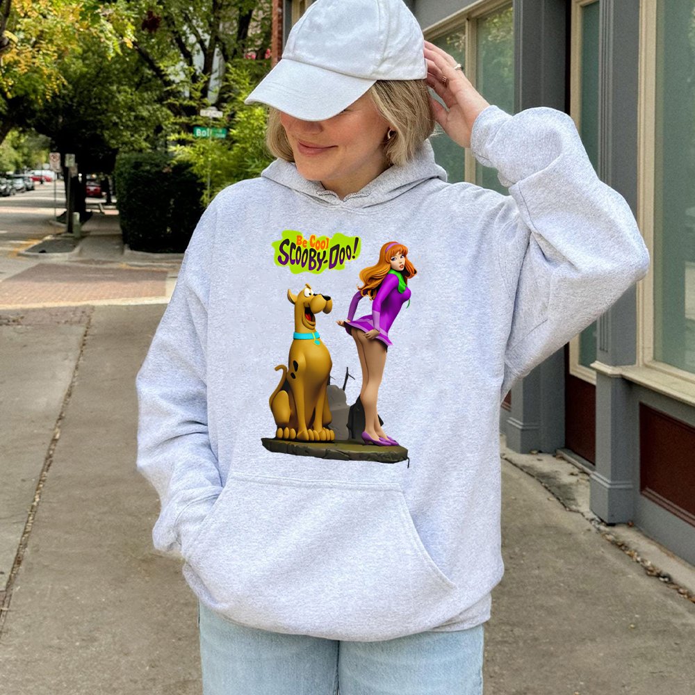 Cartoon Graphic Hoodie | Retro Daphne and Scooby Character Art | Premium Cotton Blend | Unisex Pullover Gift for Fans