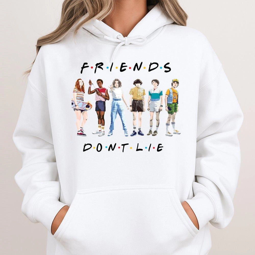 Retro 80s Sci-Fi Friends Hoodie | Nostalgic Graphic Sweatshirt | Premium Cotton Blend | Gift for Fans of Stranger Things