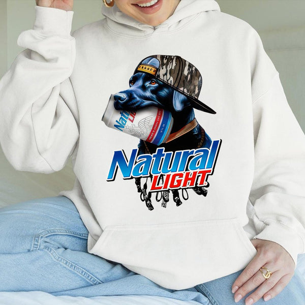 Funny Dog Beer Hoodie | Labrador Retriever Drinking Natty Light Design | Premium Cotton Blend | Gift for Beer Lovers & Dog Ow