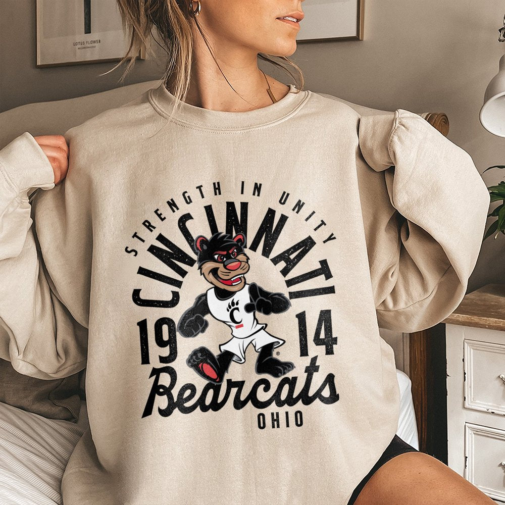 Cincinnati Bearcats Sweatshirt | Retro 1914 Mascot Graphic | Premium Cotton Blend Crewneck | Vintage Ohio College Sports Gift