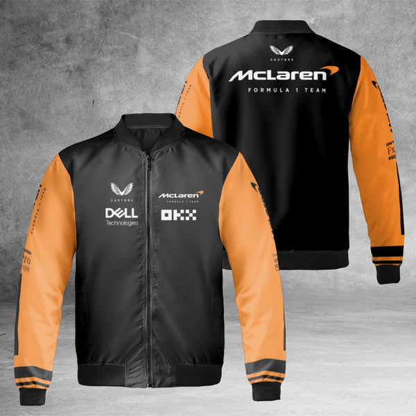 McLaren F1 Team Bomber Jacket | Papaya Orange Racing Motorsport Gear | Premium Nylon Streetwear | Unisex Formula 1 Fan Gift