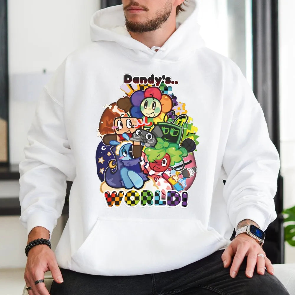 Dandy's World Gaming Hoodie | Colorful Cartoon Character Art | Premium Cotton Blend | Gamer Gift for Fans