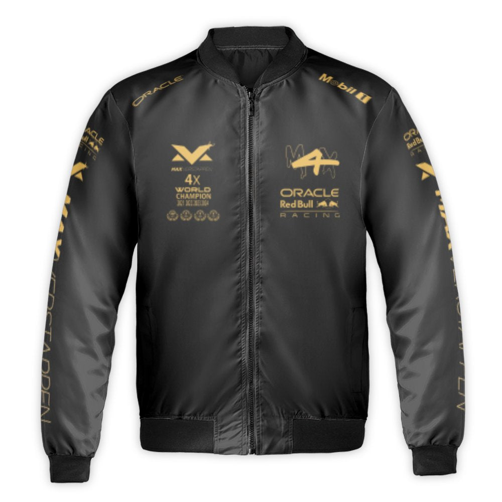 Formula 1 Bomber Jacket | Max Verstappen 4x World Champion Motorsport Apparel | Durable Nylon Shell | Premium Red Bull Racing