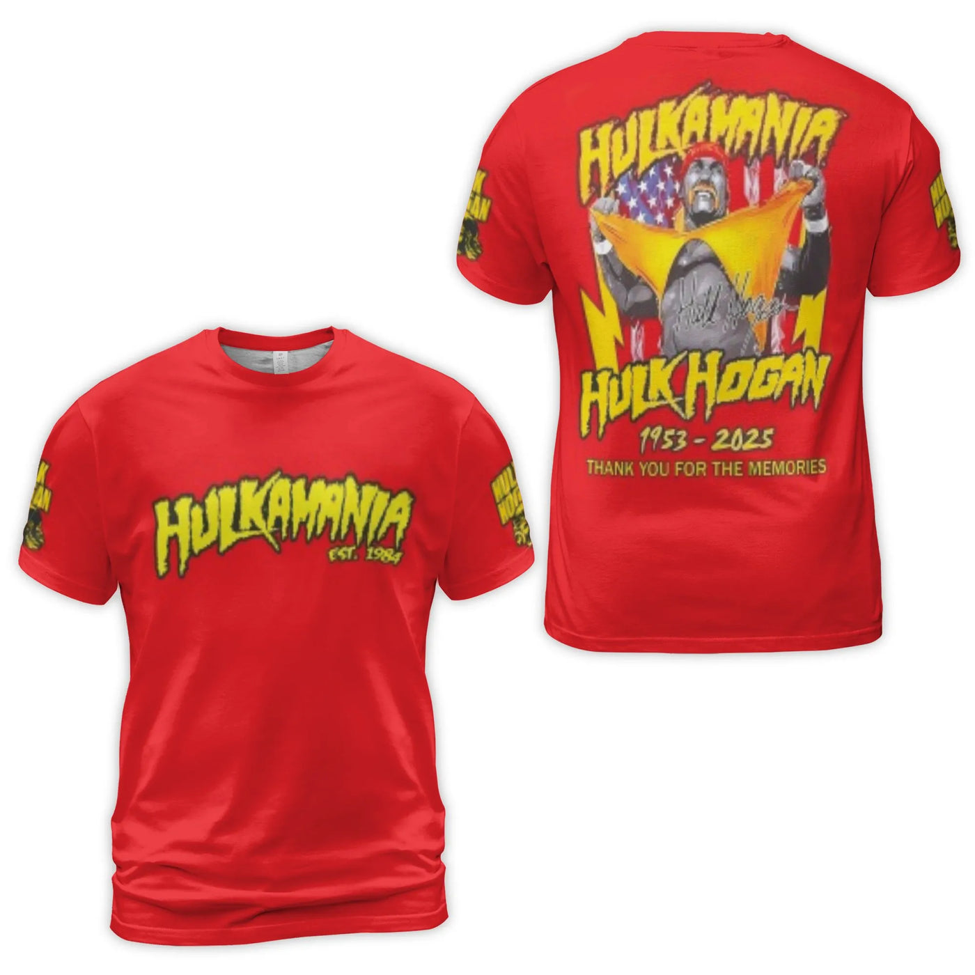 Hulkamania Wrestling 3D T-Shirt | Retro Graphic Commemorative Tee | Premium Polyester Blend | Gift for Wrestling Fans & Colle