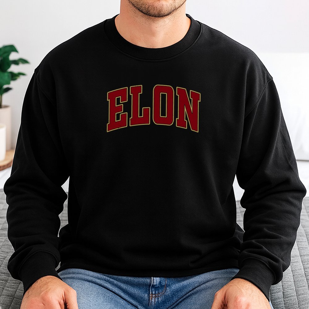 Elon University Sweatshirt | Collegiate Varsity Arch Font | Premium Cotton-Blend Fleece | Unisex College Crewneck Gift for St