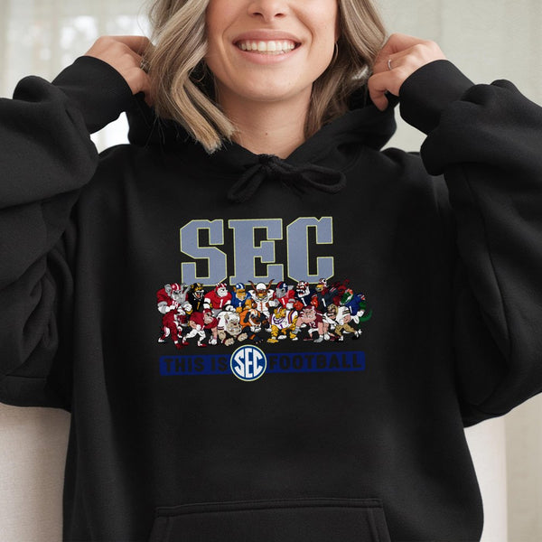 SEC Football Mascots Hoodie | Collegiate Game Day Graphic Sweatshirt | Premium Cotton-Blend Apparel | Gift for College Footba