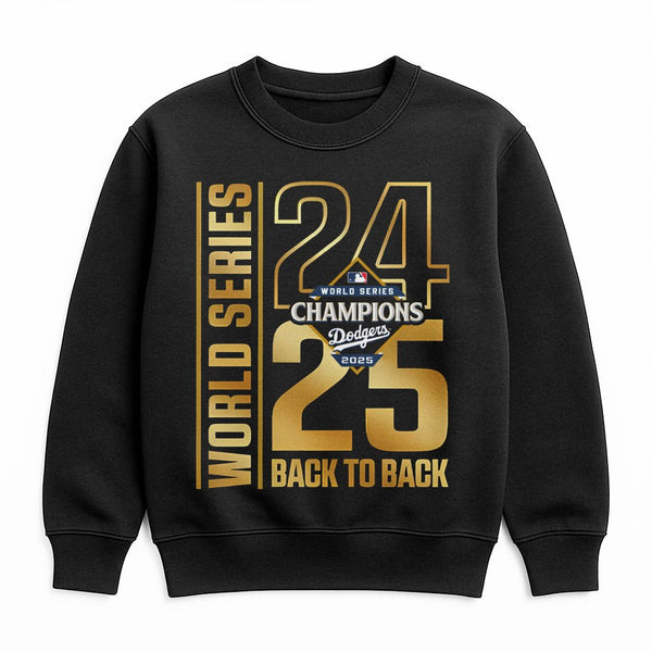 Dodgers World Series Champions Sweatshirt | Back To Back 2025 Graphic Crewneck | Premium Cotton Blend | Gift For LA Baseball 