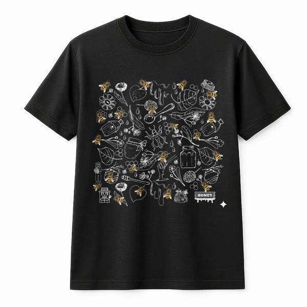 Botanical Bee Sweatshirt | Vintage Honeycomb Doodle Print | Soft Cotton Blend Pullover | Gift for Nature Lover