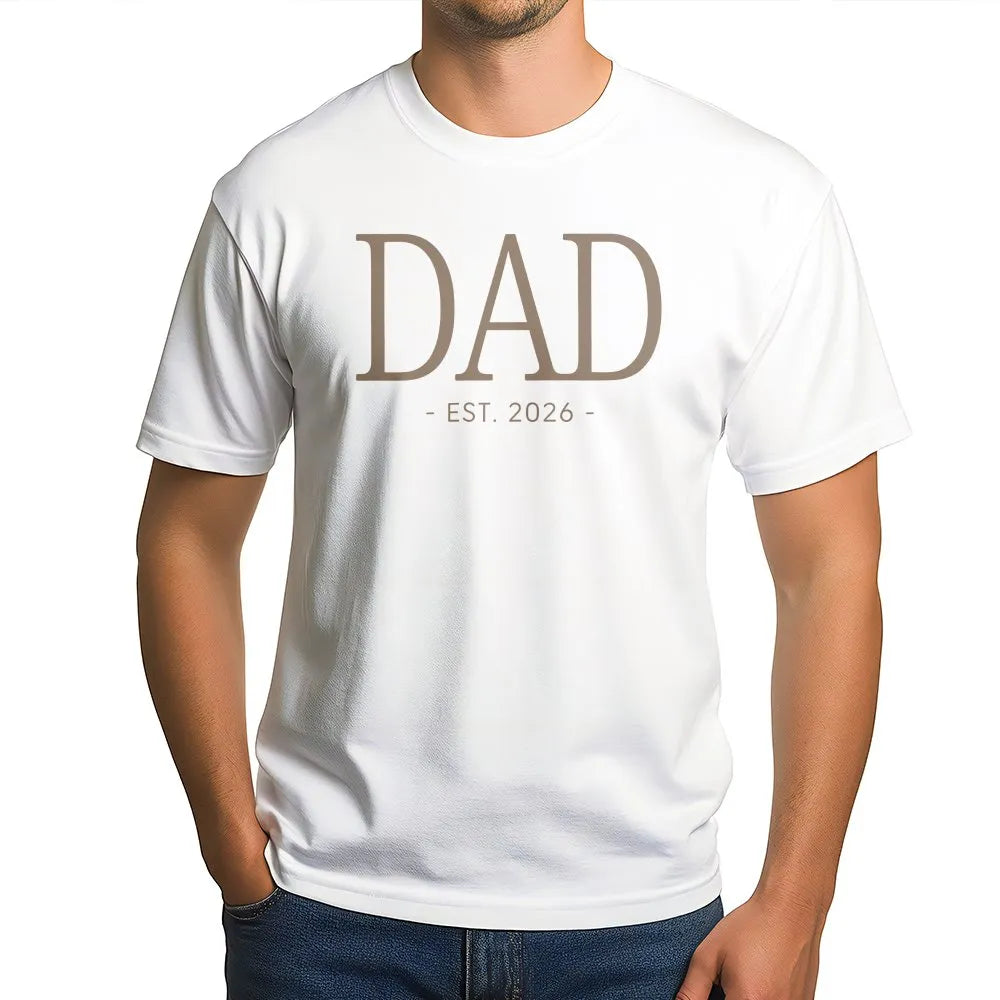 Dad Est 2026 T-Shirt | Minimalist Pregnancy Announcement Design | 100% Soft Cotton Tee | New Father Baby Reveal Gift