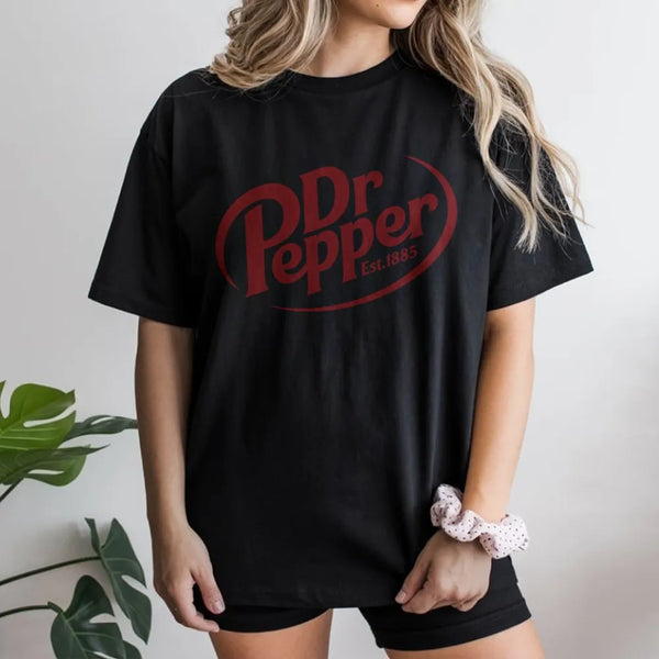 Dr Pepper Est 1885 Logo T-Shirt | Vintage Retro Soda Graphic Tee | 100% Cotton Premium Comfort | Gift for Soda Lovers and Bev