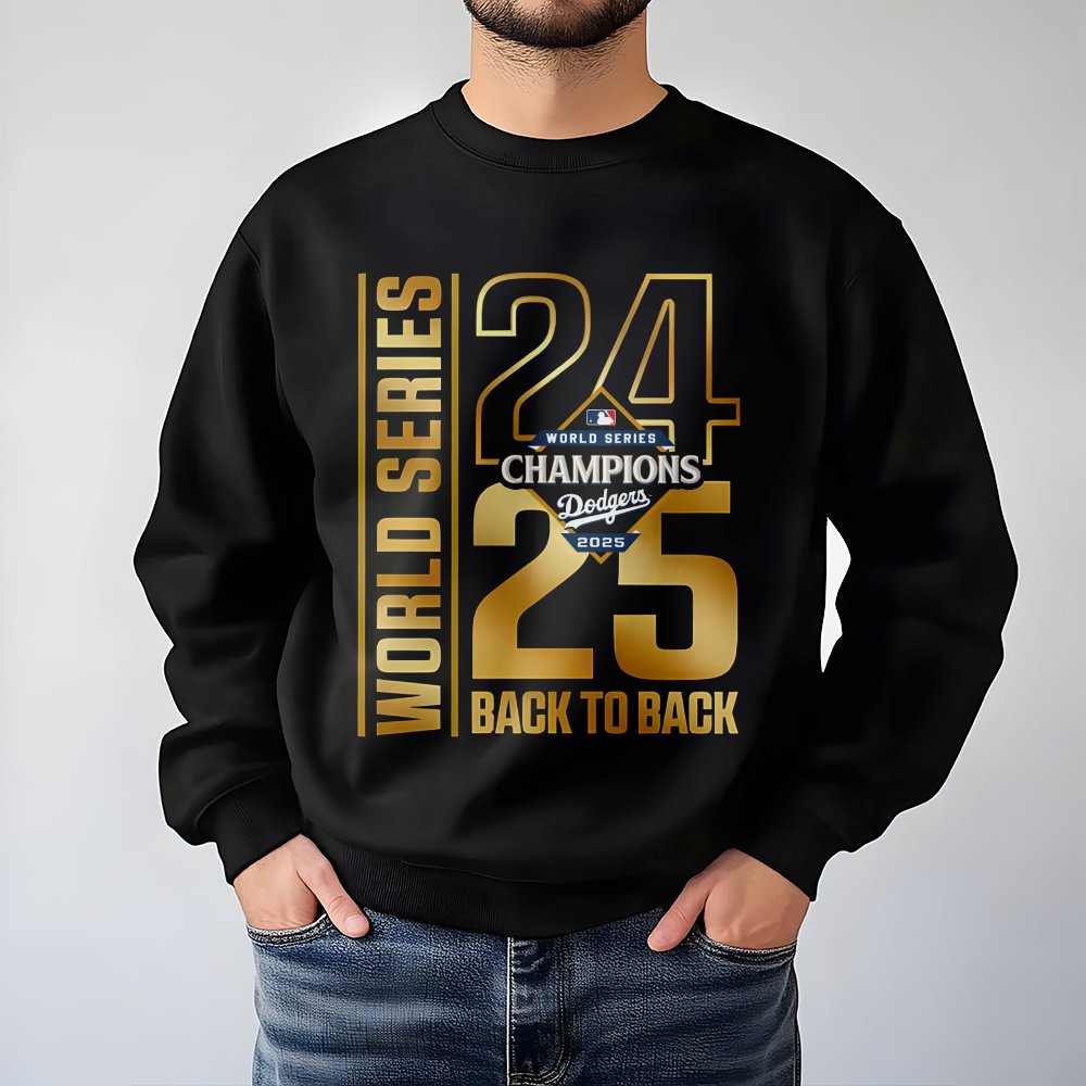 Dodgers World Series Champions Sweatshirt | Back To Back 2025 Graphic Crewneck | Premium Cotton Blend | Gift For LA Baseball 