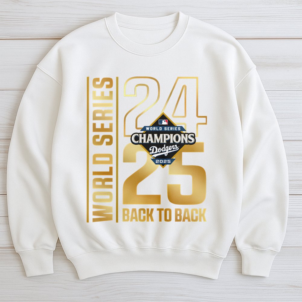 Dodgers World Series Champions Sweatshirt | Back To Back 2025 Graphic Crewneck | Premium Cotton Blend | Gift For LA Baseball 