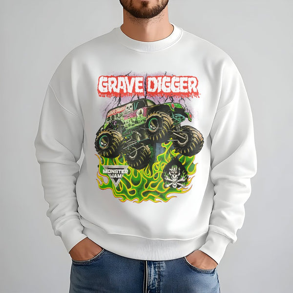 Grave Digger Sweatshirt | Monster Jam Racing Graphic Print | Premium Cotton Blend | Retro Off-Road Motorsports Gift for Truck