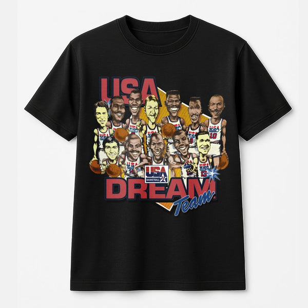 1992 Dream Team Basketball T-Shirt | Retro USA Caricature Graphic | Premium Cotton Unisex Tee | Gift for Sports Fans and Bask