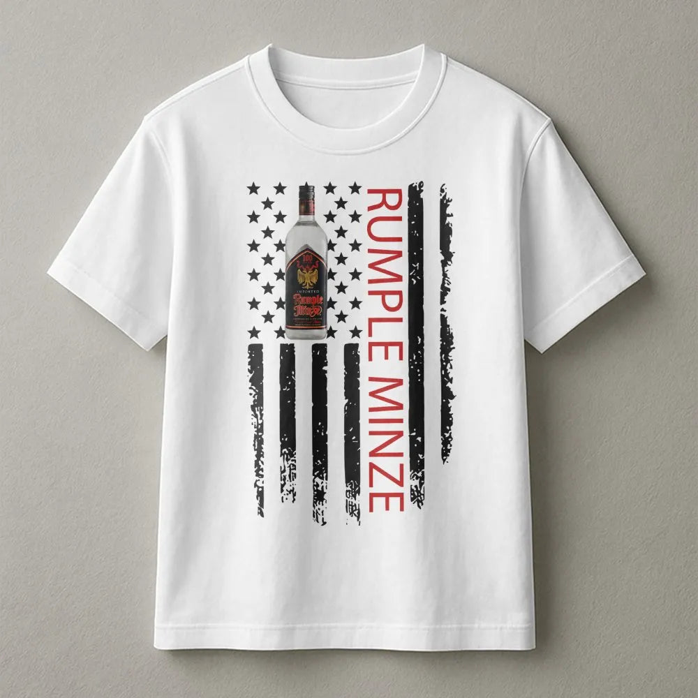 Peppermint Schnapps T-Shirt | American Flag Patriotic Liquor Design | Premium 100% Cotton | Party Gift for Drinkers and Barte