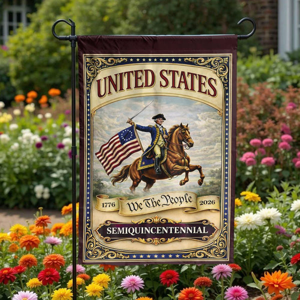 USA 250th Anniversary Garden Flag | George Washington 1776 Design | Double Sided Polyester | Patriotic We The People Home Dec