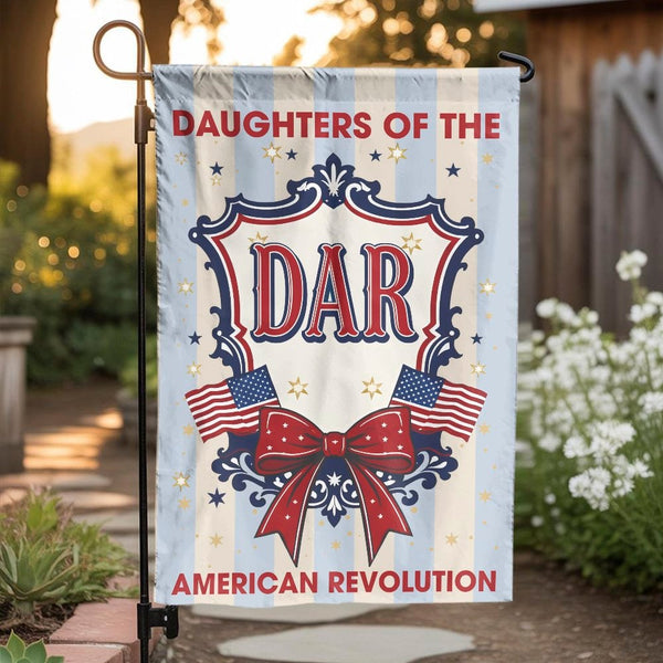 Daughters of the American Revolution Garden Flag | Patriotic DAR Emblem & Double Sided Print | Weather-Resistant Polyester | 