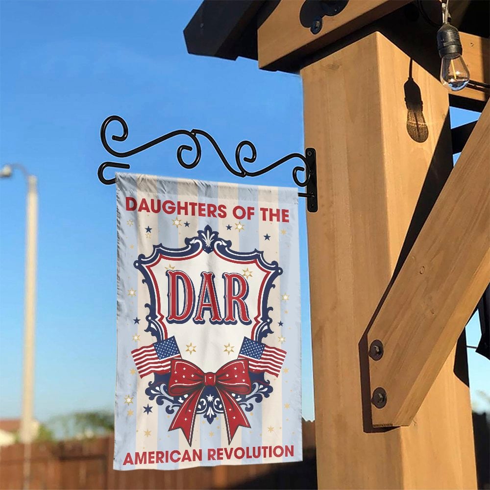 Daughters of the American Revolution Garden Flag | Patriotic DAR Emblem & Double Sided Print | Weather-Resistant Polyester | 