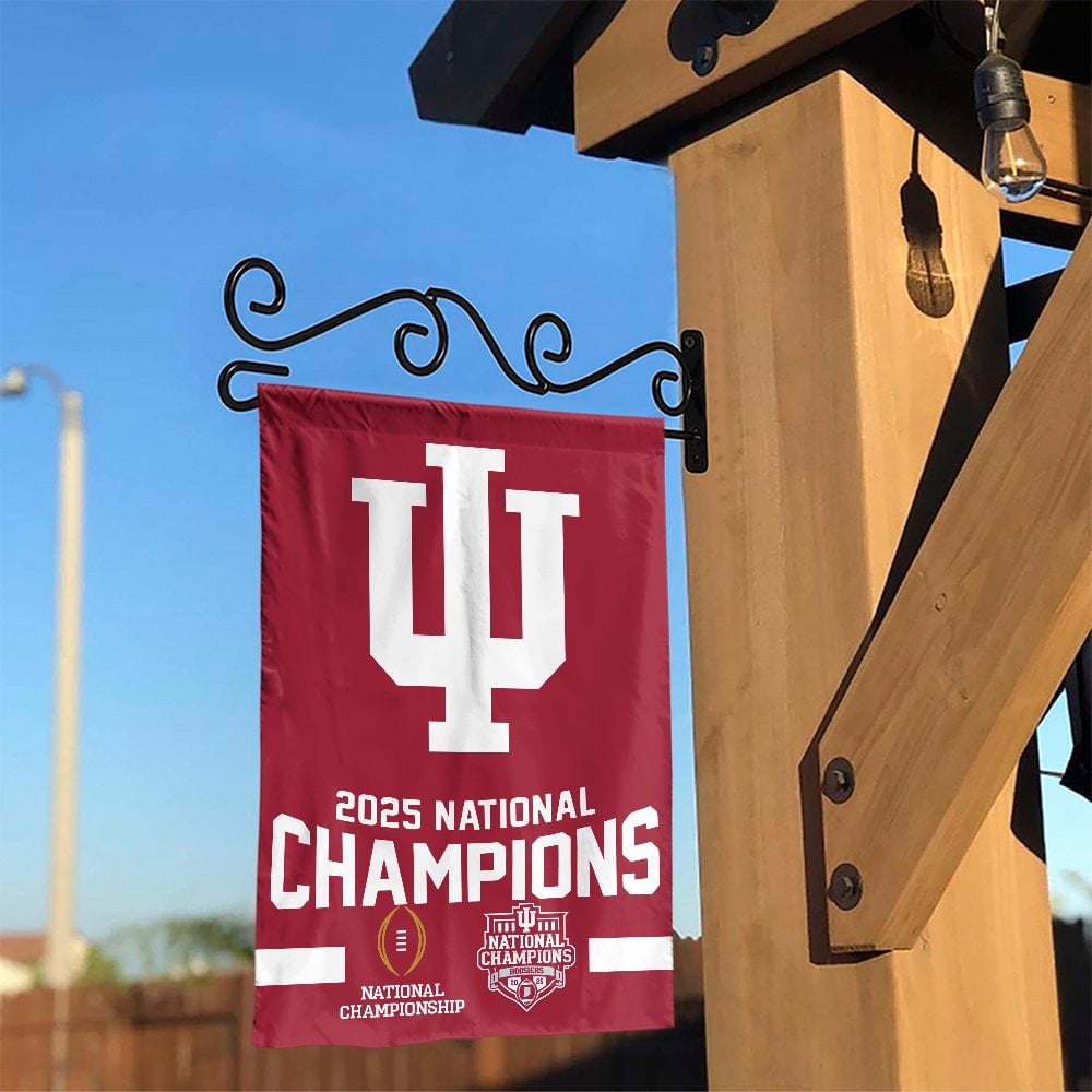 Indiana Hoosiers Garden Flag | 2025 National Champions Football Design | Double Sided Premium Banner | IU Football Fans Gift